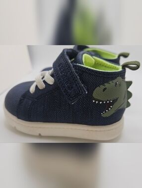 Carter's Navy High-Top Sneakers with Green Dinosaur Accent